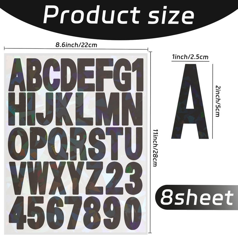 starboling Letter Stickers,2 inch 8 Sheets Black Alphabet Sticker,Self Adhesive Vinyl Letter Stickers Mailbox Numbers,for Arts Crafts Outdoor Sign Poster Mailbox Sign Doors Mailboxes Car Truck - Image 2